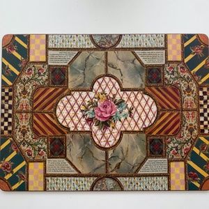 MacKenzie-Childs Vintage coffered ceiling Set of 4 cork-back placemats LIKE NEW!